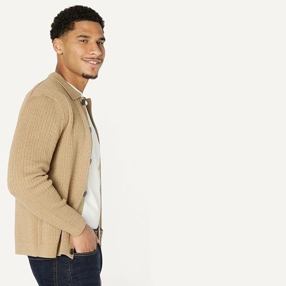 Beige Knitted Cardigan Sweater image 5